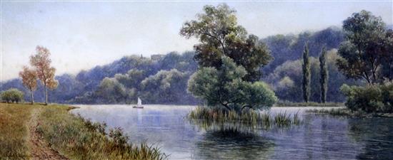 Charles Rowbotham (1856-1921) A view of the Thames at Cliveden, 8 x 19in.
